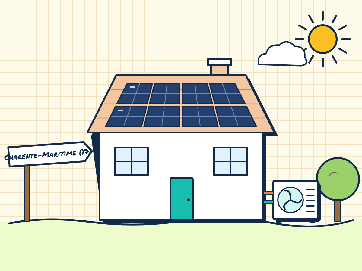 Maison rénovée en Charente-Maritime avec panneaux solaires et pompe à chaleur