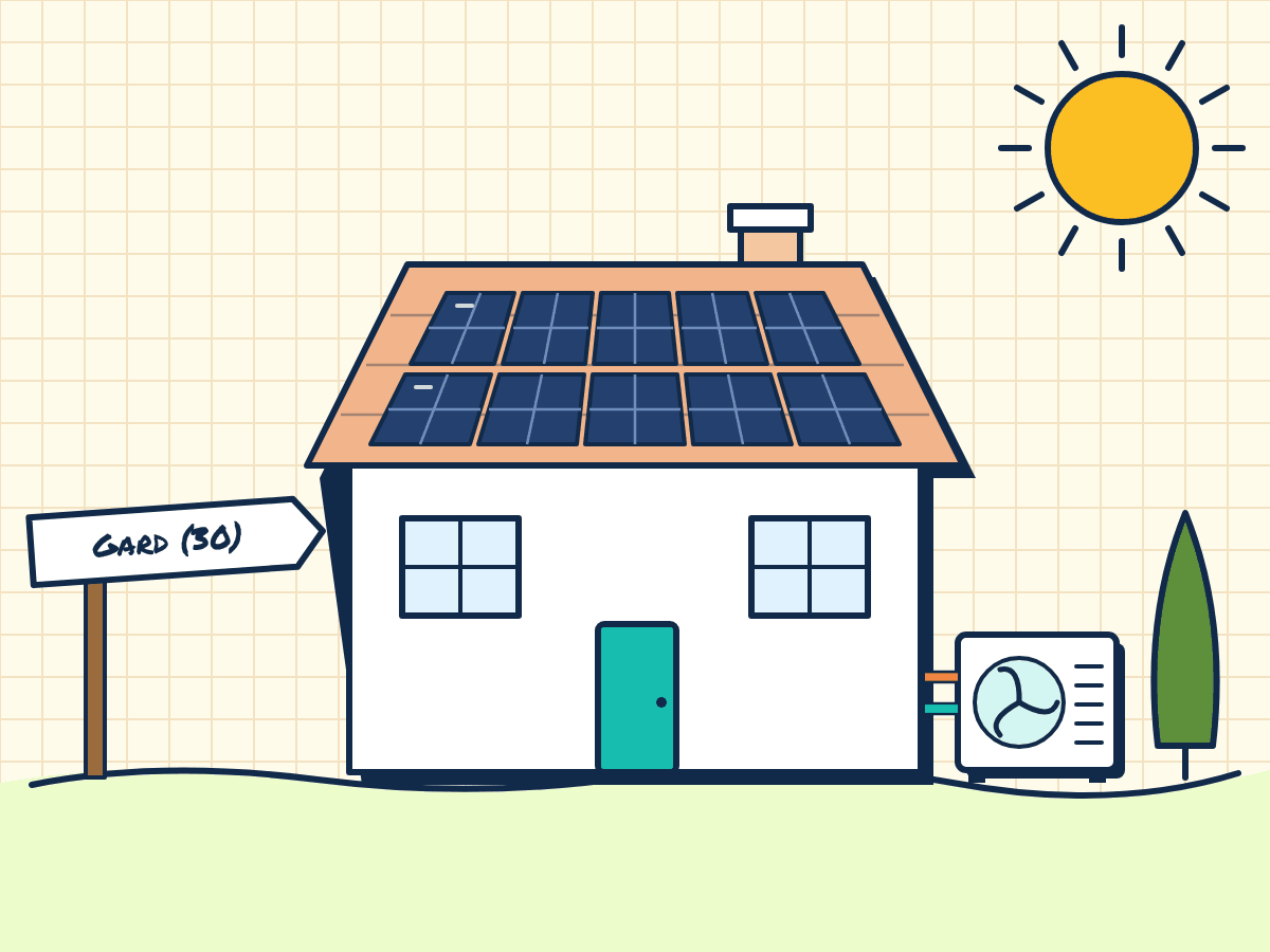 Maison rénovée dans le Gard avec panneaux solaires et pompe à chaleur