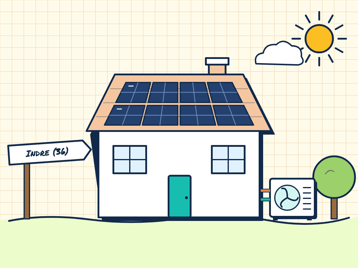 Maison rénovée dans l'Indre avec panneaux solaires et pompe à chaleur