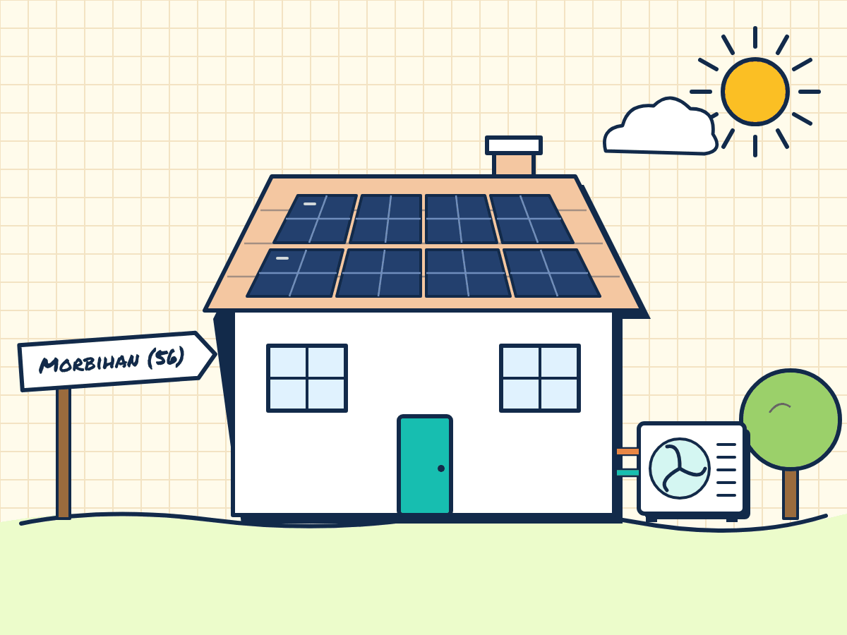 Maison rénovée dans le Morbihan avec panneaux solaires et pompe à chaleur